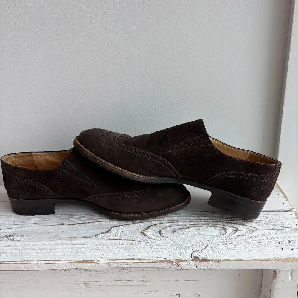 Brown Suede Dress Shoes Sz 9.5 Dark Academia Quiet Luxury Old Money Handmade